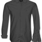 חולצה מכופתרת לגבר חולצת כפתורים Slim Fit Lycra - אפור כהה