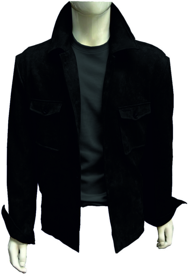 מעיל לגבר SUEDE OVERSHIRT- שחור