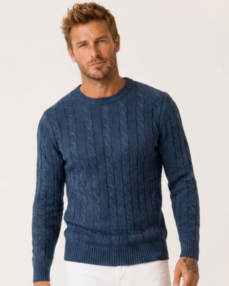 סריג CABLE KNIT - כחול
